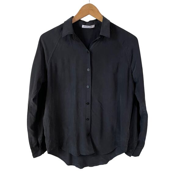 EVERLANE Women's Long Sleeve Button Up Top Shirt Black Size Small Minimalist - Picture 1 of 6